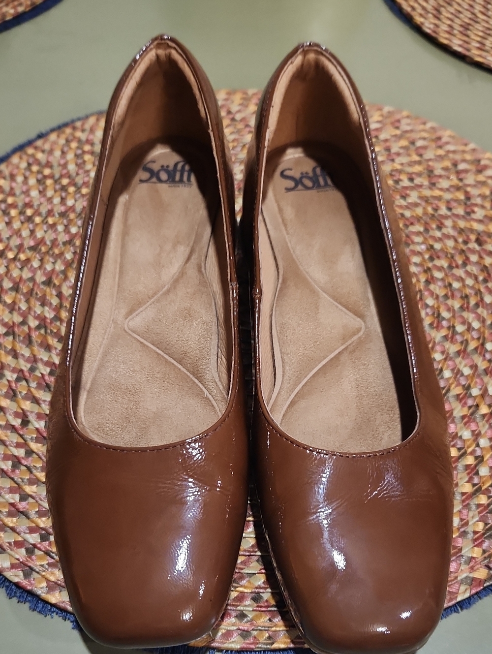 Sofft Women's Cognac Patent Leather Ballet Style Slip-on